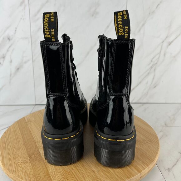 Dr. Doc Martens Jadon Womens Size 6 Black Patent Leather Platform Combat Boots - Picture 2 of 8